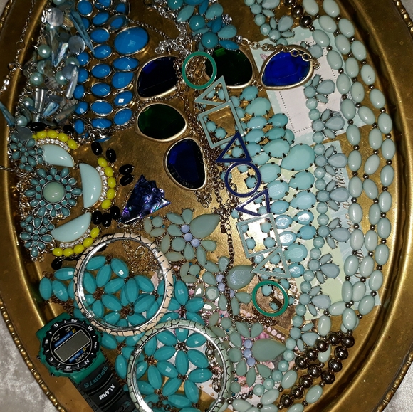 SOLD!!Vintage teal blue bling jewelry lot - Picture 4 of 10